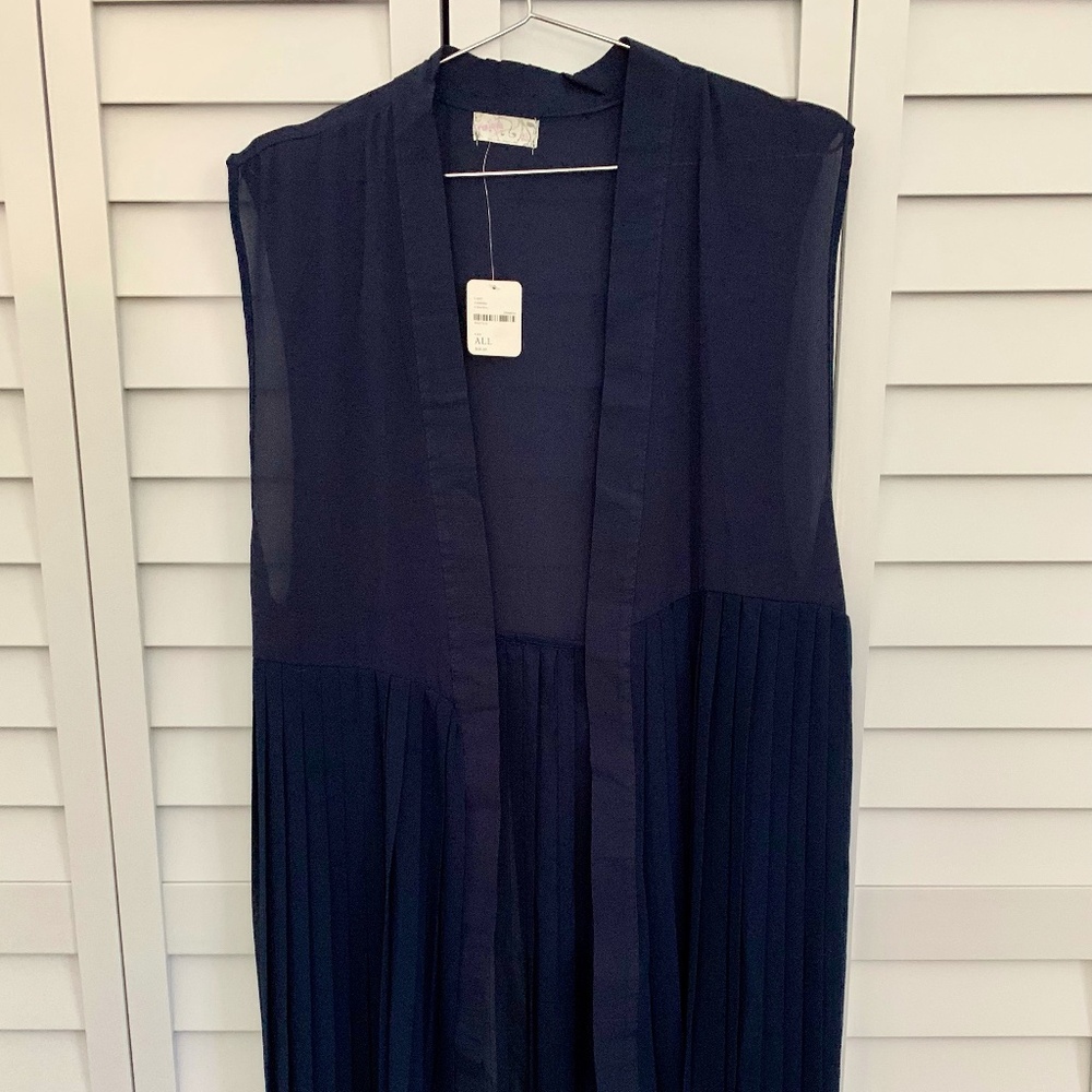 Free People Pleated Overtop one Size Navy Blue